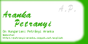 aranka petranyi business card